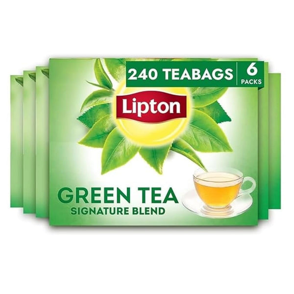 Lipton Signature Blend Green Tea Bags, Unsweetened Teabags for Hot Tea or