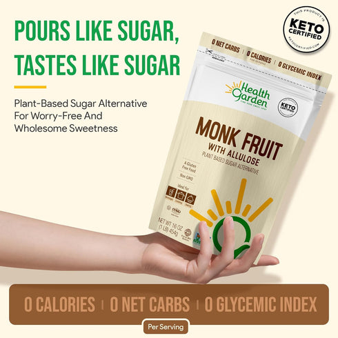 2.5lb Health Garden Monk Fruit with Allulose Sweetener - Natural Plant-Based Sugar Alternative with Zero Calories