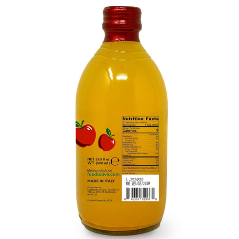 500 ml (Pack 2) Food To Live Organic Apple Cider Vinegar with Ginger and Turmeric, Raw, Italian, Unfiltered