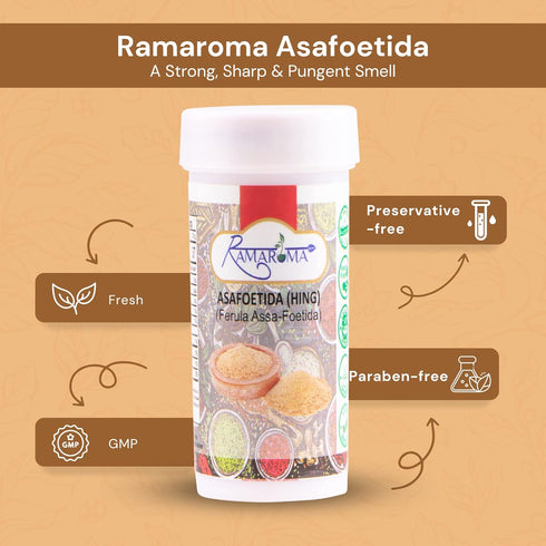 Ramaroma Asafetida (Hing) Ground 0.35oz (10g) - All Natural, Salt Free, Vegan Indian Spice