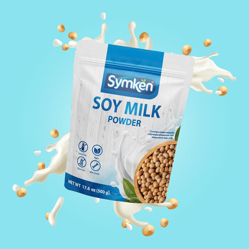 17.6 Oz (500g) SYMKEN Sugar-free Soy Milk Powder | Vegan | High in Protein | Gluten free | Lactose free | Non-GMO |