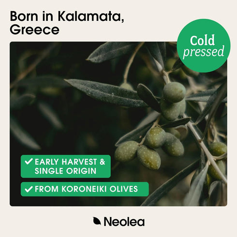 (500ml) Neolea Easy-Pour Extra Virgin Olive Oil For the Plate Early Harvest, High Polyphenol Fruity & Grassy
