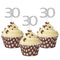 Sumerk 24PCS Silver Glitter Cupcake Toppers, 30th Birthday Picks, Anniversary Party Decorations