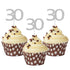 Sumerk 24PCS Silver Glitter Cupcake Toppers, 30th Birthday Picks, Anniversary Party Decorations