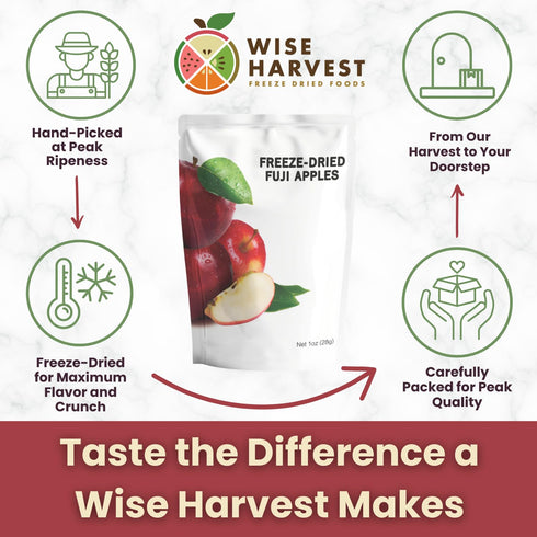 1oz Packs 100% Wise Harvest Freeze-Dried FUJI Apples Five | Single Ingredient Snack | Real Fruit, No Sugar Added, Just