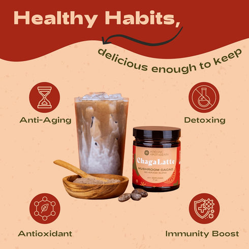 Archaic Apothecary ChagaLatte - Cacao & Mushroom Beverage Blend | Hott or Iced Superfood Chaga Drink & Hot Cocoa |