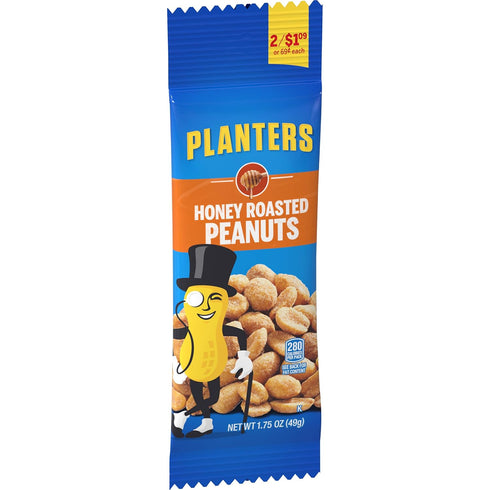 1.75 Packet (Pack 18) Planters Honey Roasted Peanuts, Ounce