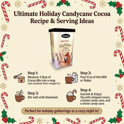 STEPHEN'S 14 oz (Pack 1) Stephens Gourmet White Chocolate Candy Cane Hot Cocoa Mix, Creamy Peppermint Cocoa, Canisters