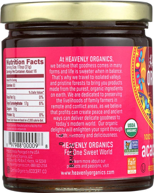 100% 12 oz, Pack 3 Heavenly Organics ORGANIC RAW Acacia Honey