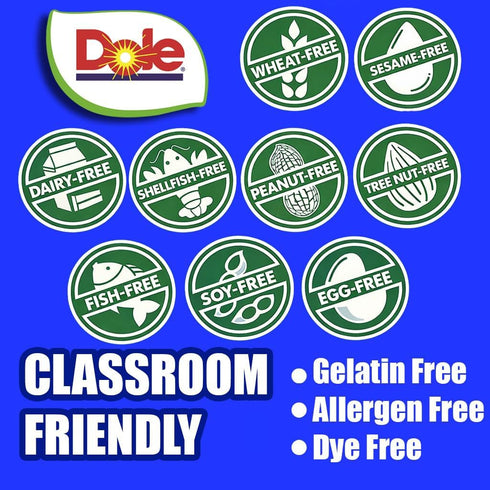 9 5 120 Dole Fruit Snacks, Tropical Flavors - Individually Wrapped Pouches - Classroom-Friendly, Top Allergen Free, No