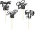 Gyufise 48 Pack Black Glitter Hello 40 Cupcake Toppers for 40th Birthday Anniversary Party Cake Decorations Supplies