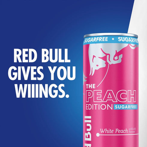 Summer 114mg 12 Oz, 8 Pack Red Bull Sugar-Free White Peach Edition Energy Drink, with Caffeine plus Taurine & B