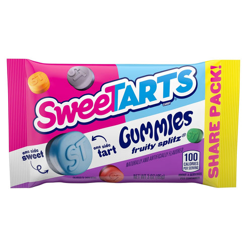 Gummies Pack, 3 oz, 12 count SweeTARTS Fruity Splitz, Candy, Sweet and Tart, Share