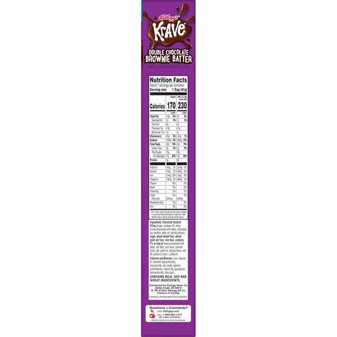 10.5oz Krave Cold Breakfast Cereal, Chocolate Cereal, Kids Snacks, Double Chocolate Brownie Batter, Box