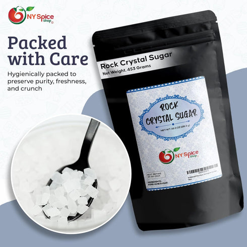 1 NY SPICE SHOP Rock Sugar Pound Bag Whole Rocks Candy Sugar Crystals Rock Candy Rock Sugar for Tea, Cakes
