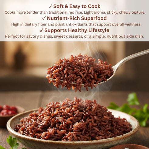 (2 LB) Organic Redberry Jasmine Rice | Redish Purple Sticky Thai Red Rice | Gluten Free and Preservative Free | Small