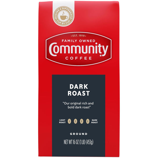 Community Coffee Dark Roast Ground Coffee, Vacuum Packed 16 Ounce Bag (Pack