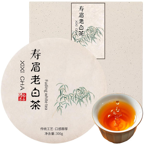 XIXICHA Shoumei White Tea Cake 300g/10.6oz Chinese Tea Fuding White Tea Aged