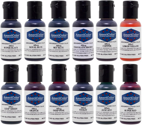 12 .65 Food Coloring AmeriColor AmeriMist Airbrush Kit, Ounce Bottles