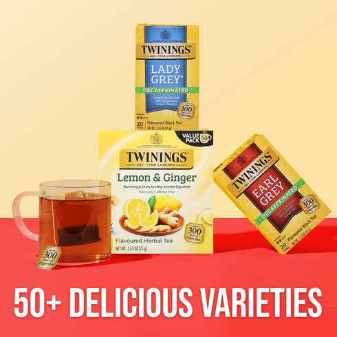 20 Count (Pack 6), 120 Twinings Decaffeinated Lady Grey Black Tea Individually Wrapped Bags, of Orange Peel & Lemon