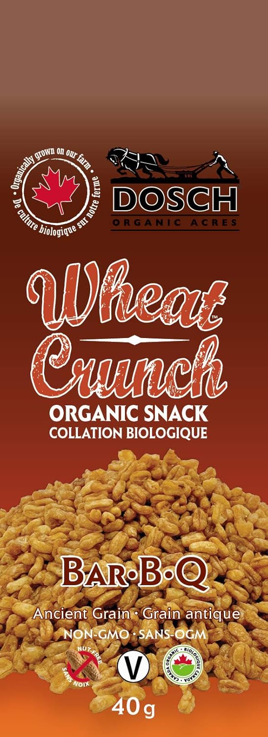 Dosch Organic Acres Wheat Crunch (Bar-B-Q, Organic, Vegan, Nut Free, Snack, 40g Pkg 12)
