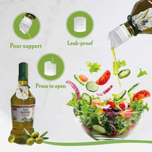 Dusza 750ml Zayt Baladna Extra Virgin Olive Oil Cold-Pressed Unfiltered Bottle Organic EVOO Polyphenol Rich Premium