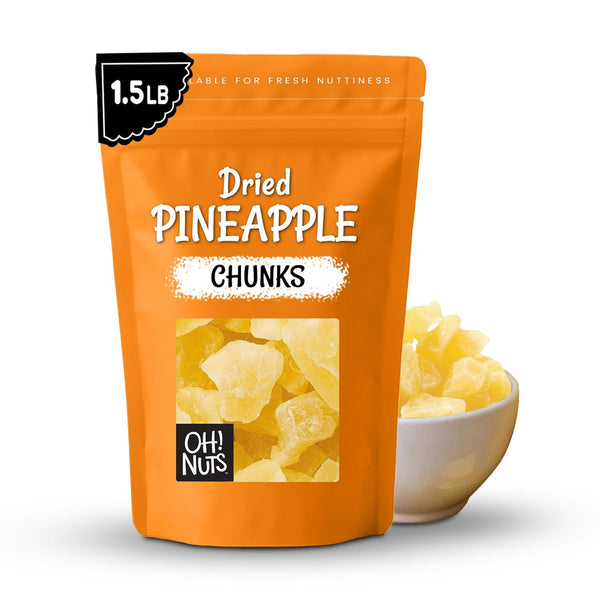 Oh! Nuts Dried Pineapple - 1.5 LB - Dried Fruit Chunks -