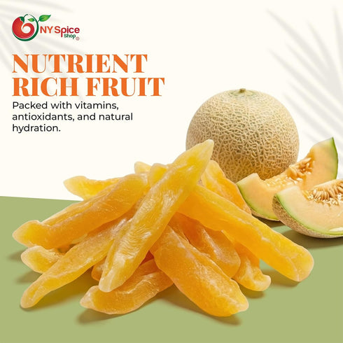 5 NY Spice Shop Sweet Melon (Cantaloupe) Naturally Sweet Premium Quality Dried Melon Slices for Snacking & Culinary Use