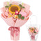 wkao Gift Bouquet: Knitted Crochet Flowers, Sunflower, Rose, Carnation, Handmade, 12.5 in