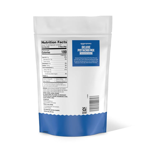 16 Oz Packaging Amazon Grocery, Deluxe Pistachio Mix, Roasted & Salted, (Previously Happy Belly, May Vary)