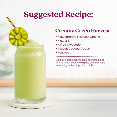 100% 2-Pk, 48oz Smartfruit Harvest Greens + Detox Real Fruit Pure with Kiwi, Cucumber, Kale, Spinach, Lemongrass, Apple