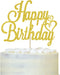Gold Glitter Happy Birthday Cake Topper, Celebrating Birthday Anniversary Party Decorations Supplies for Women, Men,