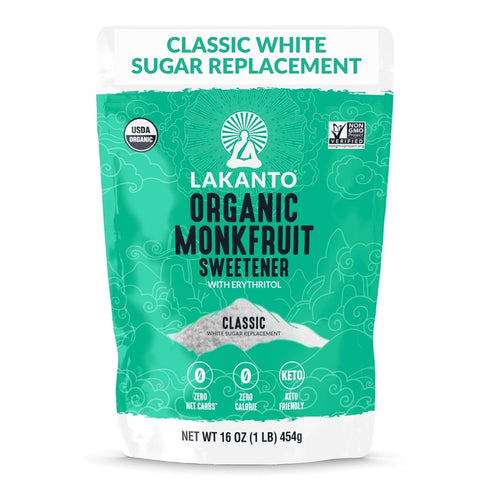 Lakanto Organic Classic Monk Fruit Sweetener with Erythritol - White Sugar Substitute,