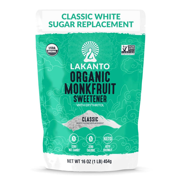 Lakanto Organic Classic Monk Fruit Sweetener with Erythritol - White Sugar Substitute,