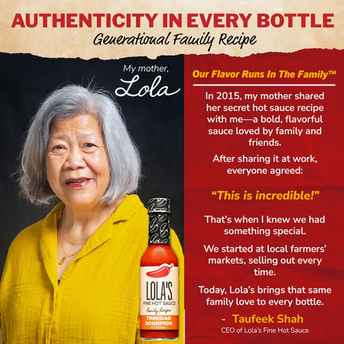 5 Oz (Pack 6) Lola's Fine Hot Sauce Trinidad Scorpion | All-Natural, Low Sodium, Gluten-Free, Keto | Made with Red