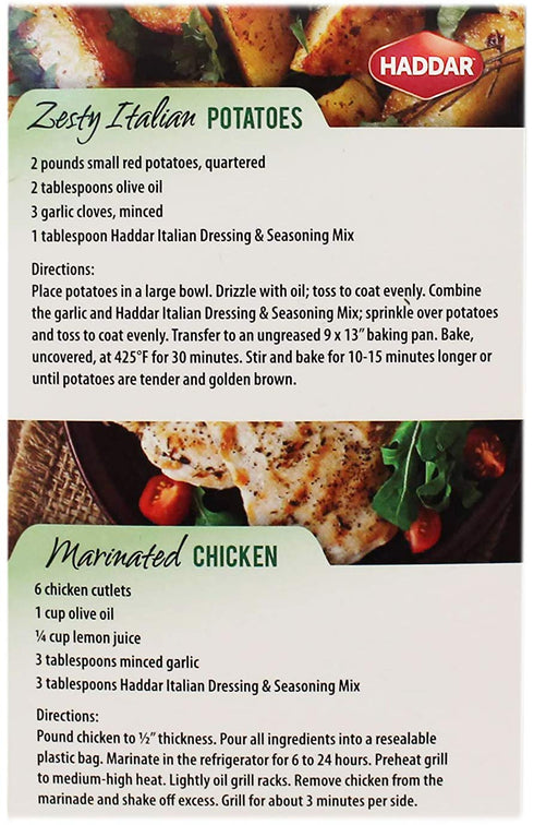 Haddar Gluten Free Italian Dressing & Seasoning Mix, 1.8oz, 4 Pack (12 Packets)