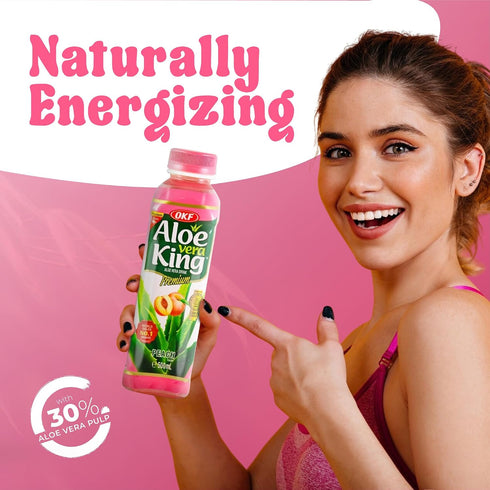 16.9 oz. Pack 20), OKF Aloe Vera King Drink with Pure Aloe Pulp, Variety Flavors, (Peach, of Korean Premium Health