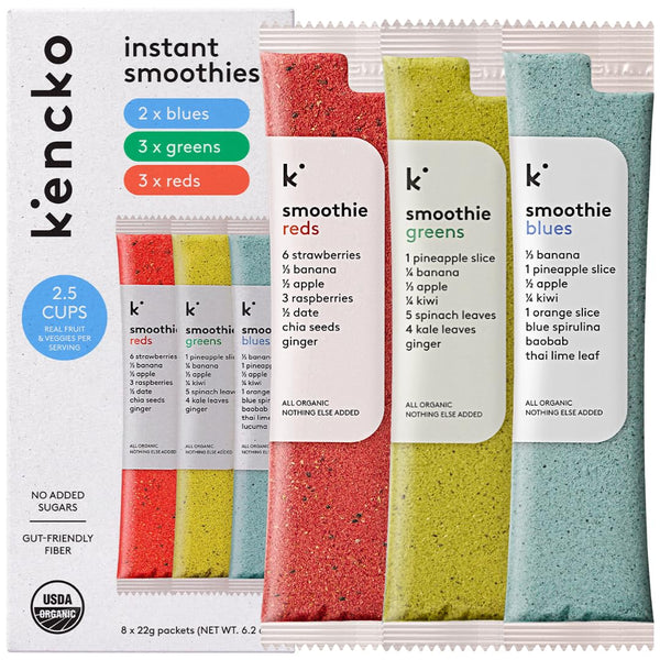 kencko Smoothie Mix Variety Pack - 8 Instant Breakfast Smoothies - 100%