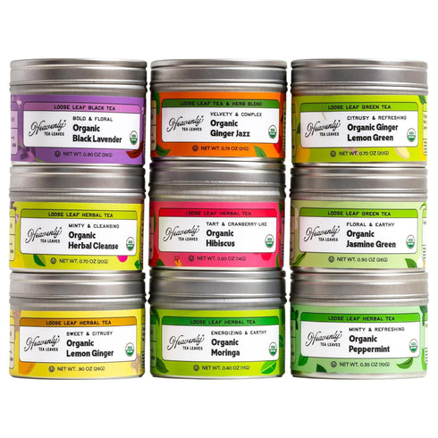 90 9 Heavenly Tea Leaves Organic Wellness Tea Sampler (Approx. Cups of Tea), Assorted Loose Leaf Teas & Herbal Tisanes