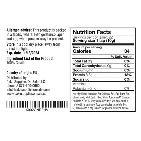 8 oz Pork Gelatin - Natural Thickener, Rich in Collagen, Used in Jellies, Puddings, Candies, Dairy Products, Jams