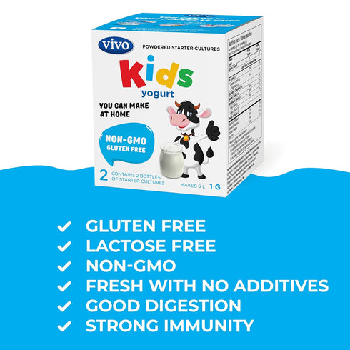 (5 Pack/Makes 30 VIVO Kids Yogurt Starter Boxes) Value up to quarts of Yogurt