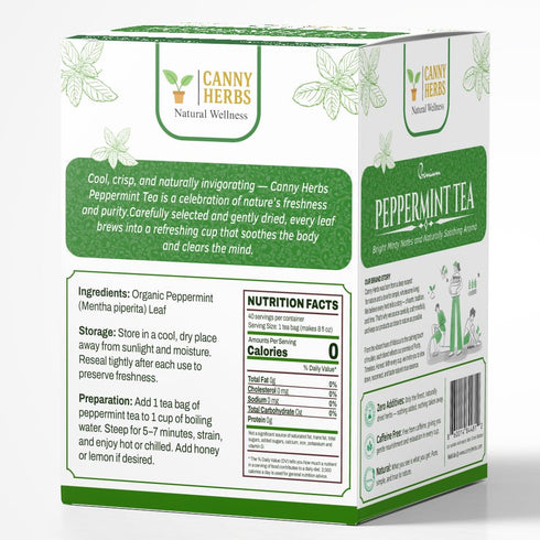 40 Canny Herbs Peppermint Tea, Mint Tea Bags Teabags, Herbal, Mint Leaves, Caffeine-free, Digestive and Calm Support