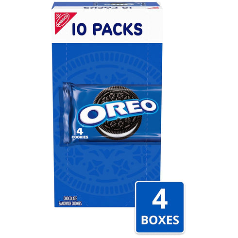 40 Packs (4 Pack, 4 OREO Chocolate Sandwich Cookies, Snack Cookies Per Boxes)
