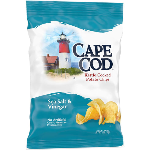 2 Oz (Pack 6) Cape Cod Potato Chips, Sea Salt and Vinegar Kettle Chips