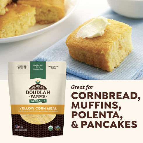 5 lb Organic Yellow Cornmeal Fine Grind - Non-GMO, Gluten-Free, Sugar-Free, Farmed From Regenerative Soil, Vegan, Grown