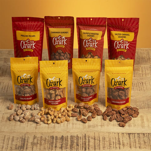 OZARK (7 oz) NUT ROASTERS, Salted Caramel Cashews, Flavored Snack Nuts, Gluten-Free Gourmet Candied Cashews, Blend