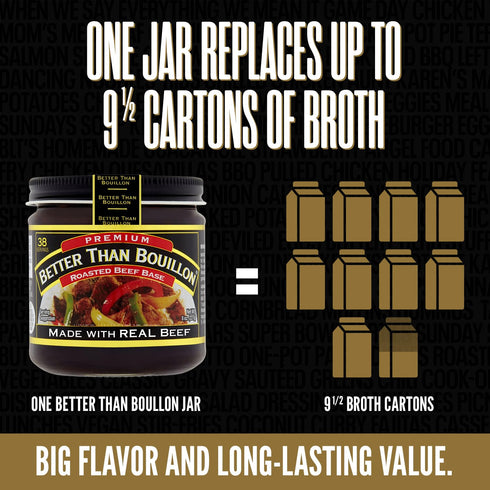 38 8 oz Better Than Bouillon Premium Roasted Beef Base, Makes Cups of Broth