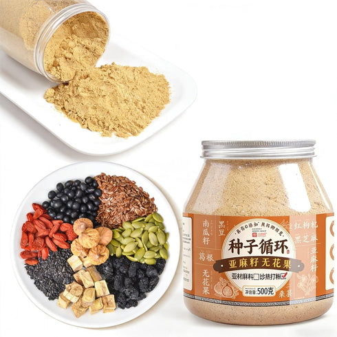 xapuo Flaxseed & Fig Powder, 500g Jar, Pre-Ground Whole Food, No Additives, Easy