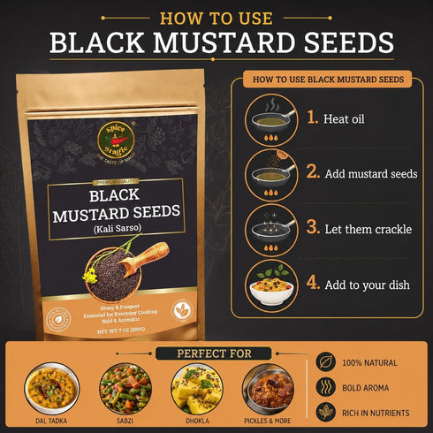 100% 7oz (200g) Spice Magic Black Mustard Seed ~ Pure, Aromatic & Natural | I Kali Rai | Non-GMO | Indian Origin