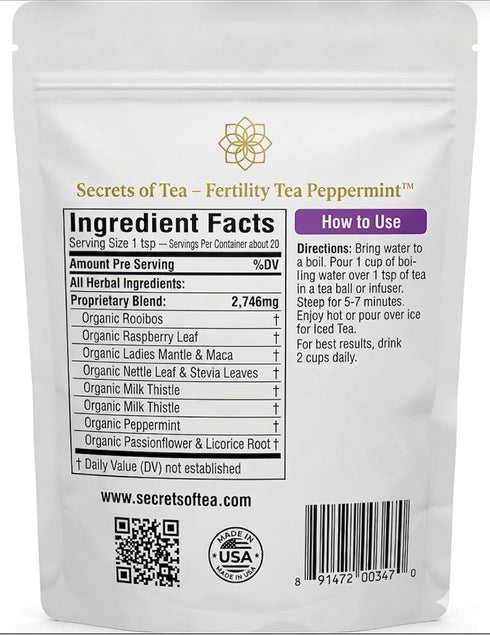 40 (1 Pack) Secrets Of Tea Fertility Tea with Organic Chasteberry & Red Raspberry Leaf to Help With Conception